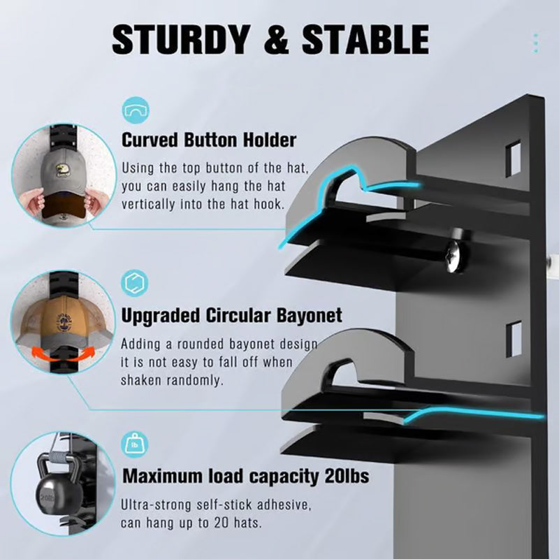 Hjemix | Hatteholder i flere lag for baseballcaps med 2 monteringsalternativer