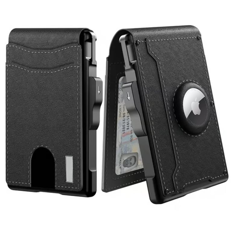 Hjemix | 🔥Pop Up aluminiumsveske Pengeklips Slim Leather Slots Kredittkortholdere RFID Blocking Bifold Minimalist Wallet