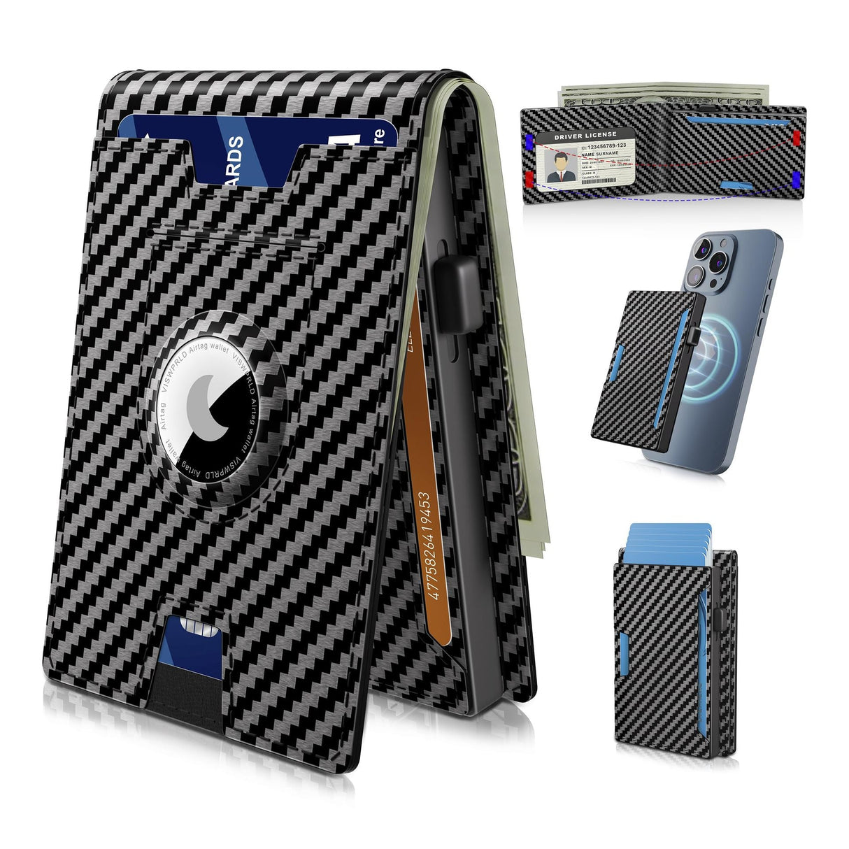 Hjemix | 🔥Pop Up aluminiumsveske Pengeklips Slim Leather Slots Kredittkortholdere RFID Blocking Bifold Minimalist Wallet