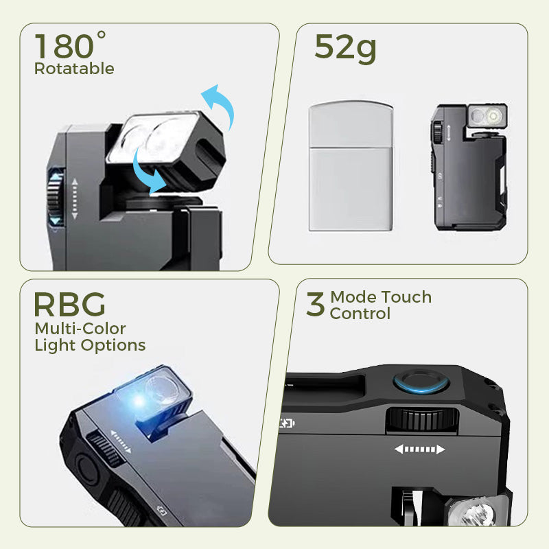 Hjemix | Bærbar minilommelykt med roterbart hode