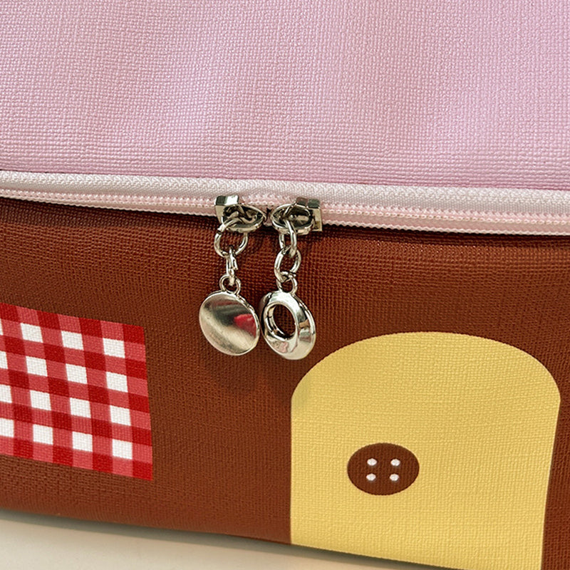 Hjemix | Fargeblokkfarget, husformet håndholdt kosmetikkveske med stor kapasitet