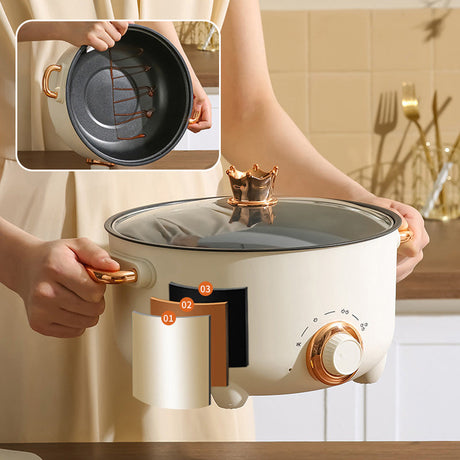 Hjemix | Multifunksjonell elektrisk non-stick komfyr med dampkoker