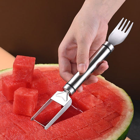 Hjemix | 2-i-1 vannmelon skjæremaskin og -gaffel i rustfritt stål