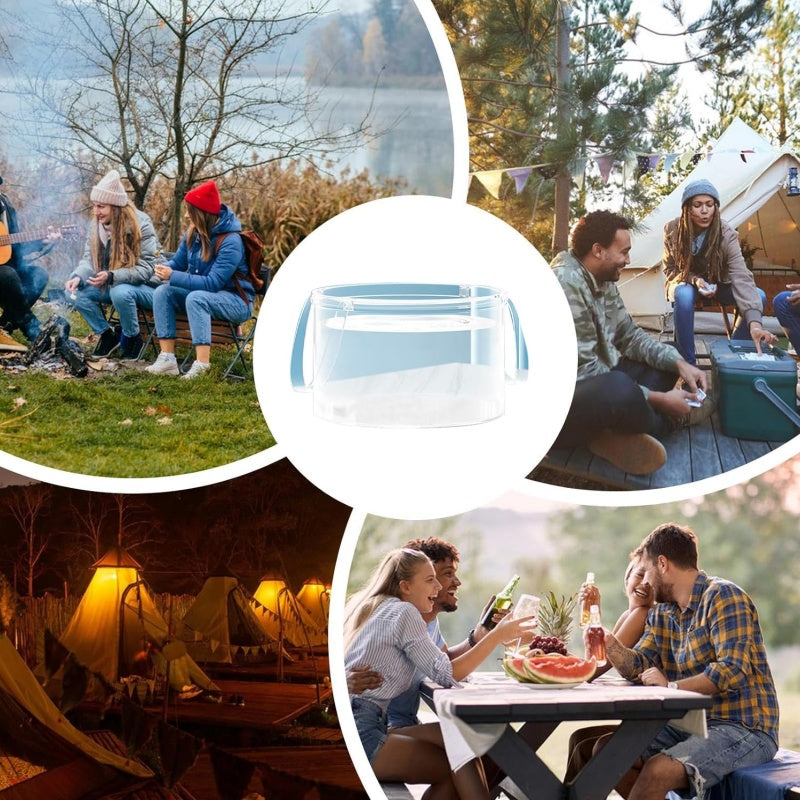 Hjemix | Utendørs gjennomsiktig sammenleggbar vaskebalje med håndtak