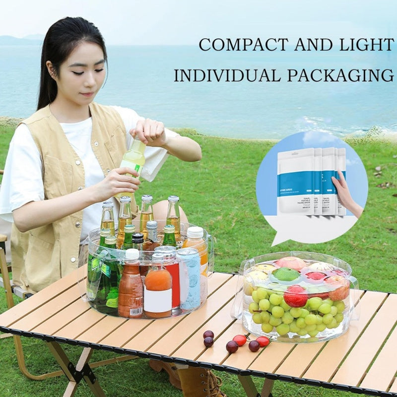 Hjemix | Utendørs gjennomsiktig sammenleggbar vaskebalje med håndtak