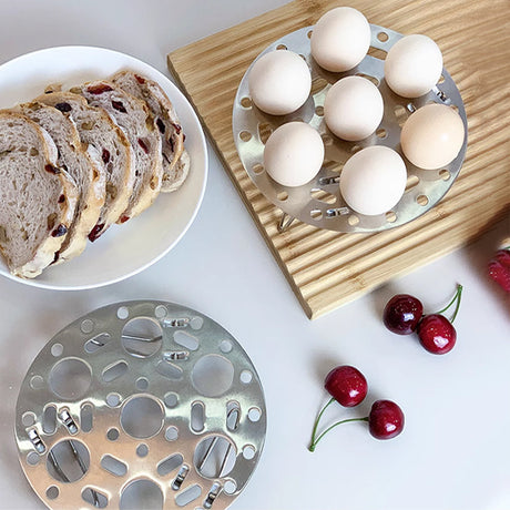 Hjemix | Sølvfarget dampkokerstativ i rustfritt stål med stativ for matlaging