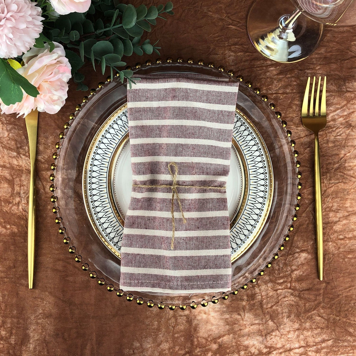 Hjemix | Stripete Stoff Servietter (Sett med 12)