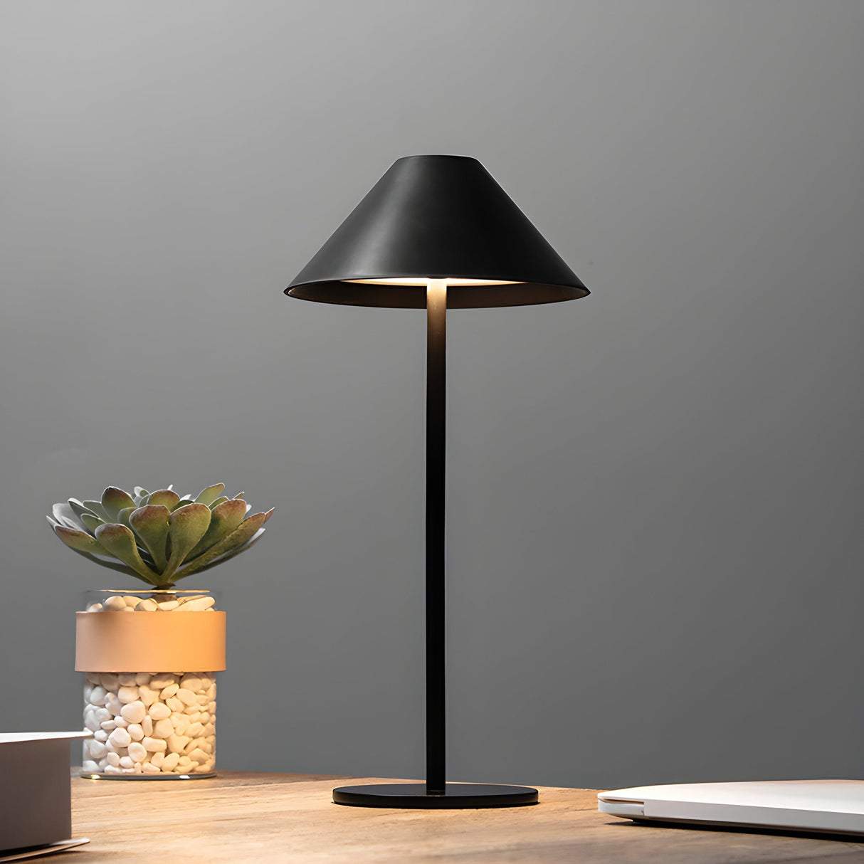 Hjemix | Minimalistisk dimbar Touch bordlampe - vanntett og oppladbar lys Farge