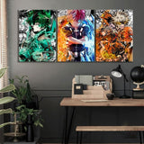 Hjemix | My Hero Academia Anime - 3 Deler Lærred Veggkunst Moduler Bilder Plakater