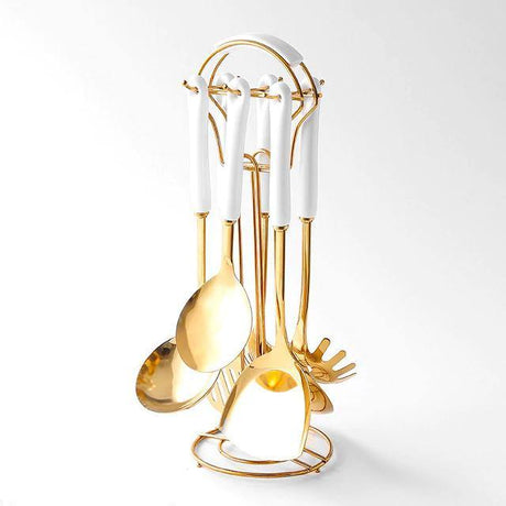 Hjemix | Gyldne Kjøkkenredskaper med Stativ