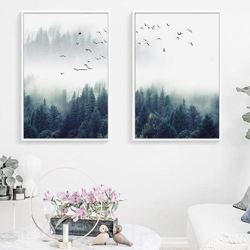 Hjemix | 3-delt Nordic Forest Landscape Veggkunst