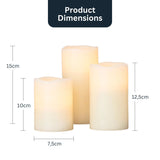 Hjemix | Sett med 3 høye flameless voks LED lys