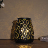 Hjemix | Marokkansk Stil Svart Metall Batteridrevet Bordlampe - Trådløs Lampe